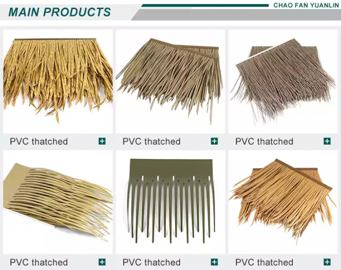 Straw Artificial Palm Leaf Roofing , Rust Proof plastic thatch roof