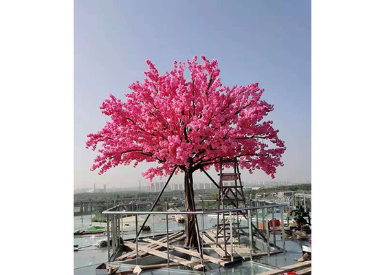 Plastic Artificial Japanese Cherry Blossom Tree Pink For Decoration