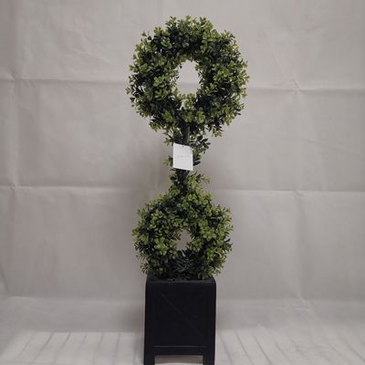 Reinforced Plastic Artificial Green Trees , 1m Faux Boxwood Balls Outdoor